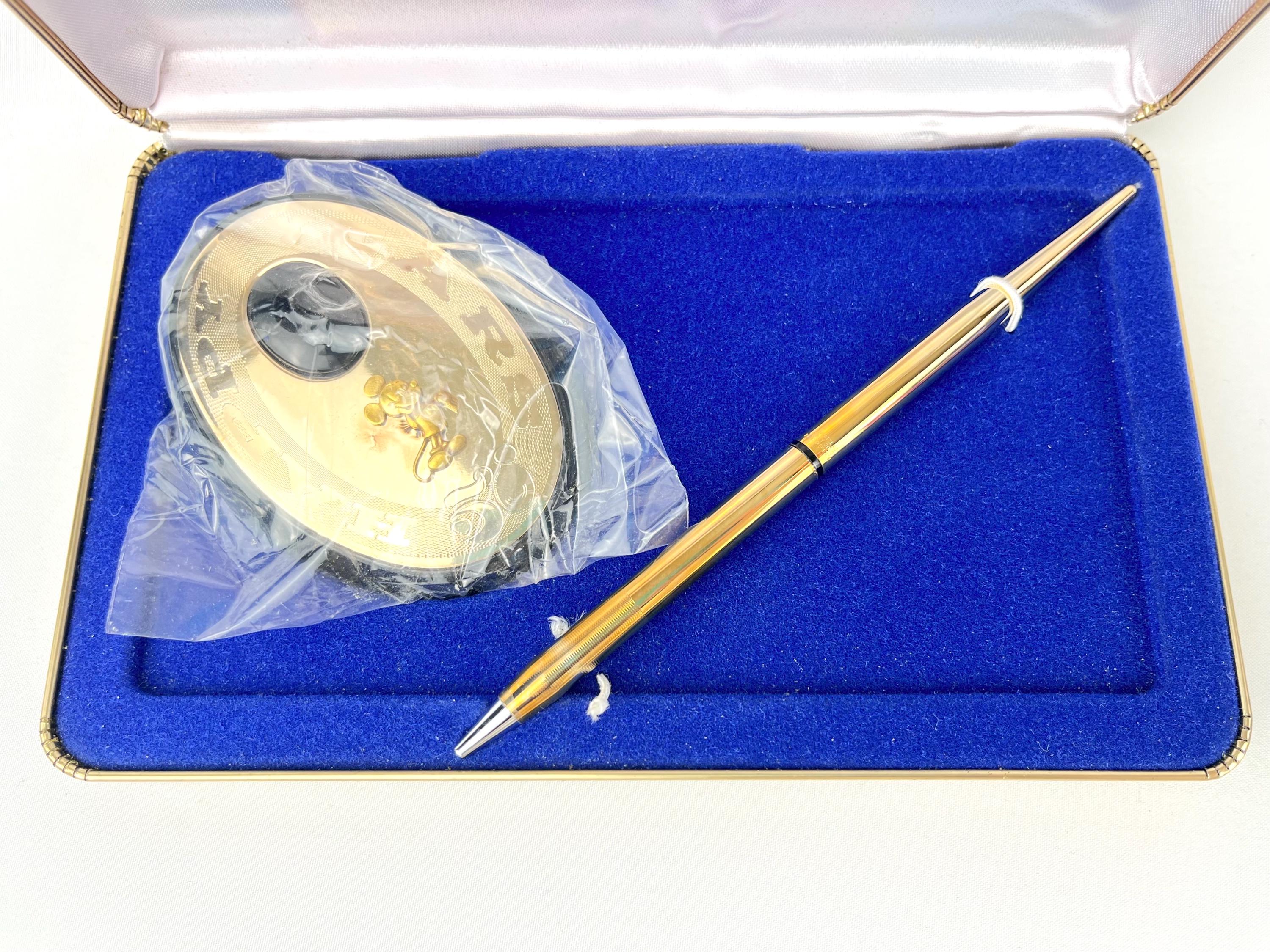 Anson Gold Tone Pen W/desk Stand 50 Happy Years Anniversary