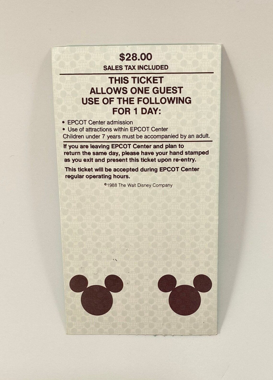 Vintage EPCOT Center Ticket Complimentary One Day 1 Day Etsy