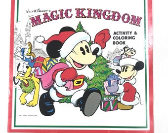 1970's Magic Kingdom Activity and Coloring Book - Christmas Featuring Mickey and Minnie Mouse, Donald Duck, Pluto from Disneyland