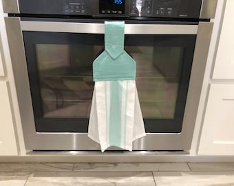 Mint green Hanging Kitchen towels print handmade with love Made in Texas Mint green Hanging Kitchen towels print handmade with love Made in Texas