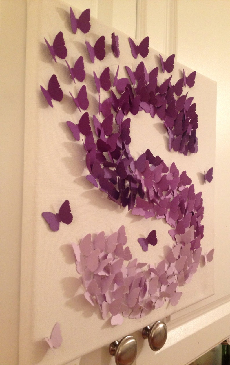 3D Butterfly Wall Art Purple Ombre Alphabet Letter S | Etsy