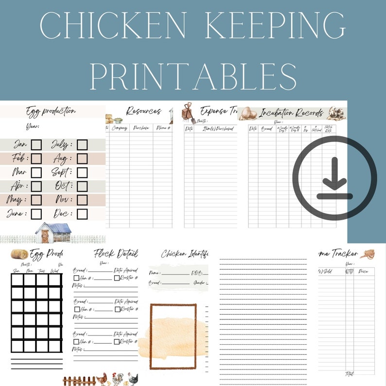 Backyard Chicken Keeping Printable - Chicken Record Keeping Digital ...