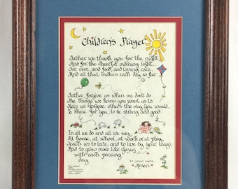 Childrens Prayer Framed Matted Art 12x10 Gail C Copeland Grubbies Inspirationals