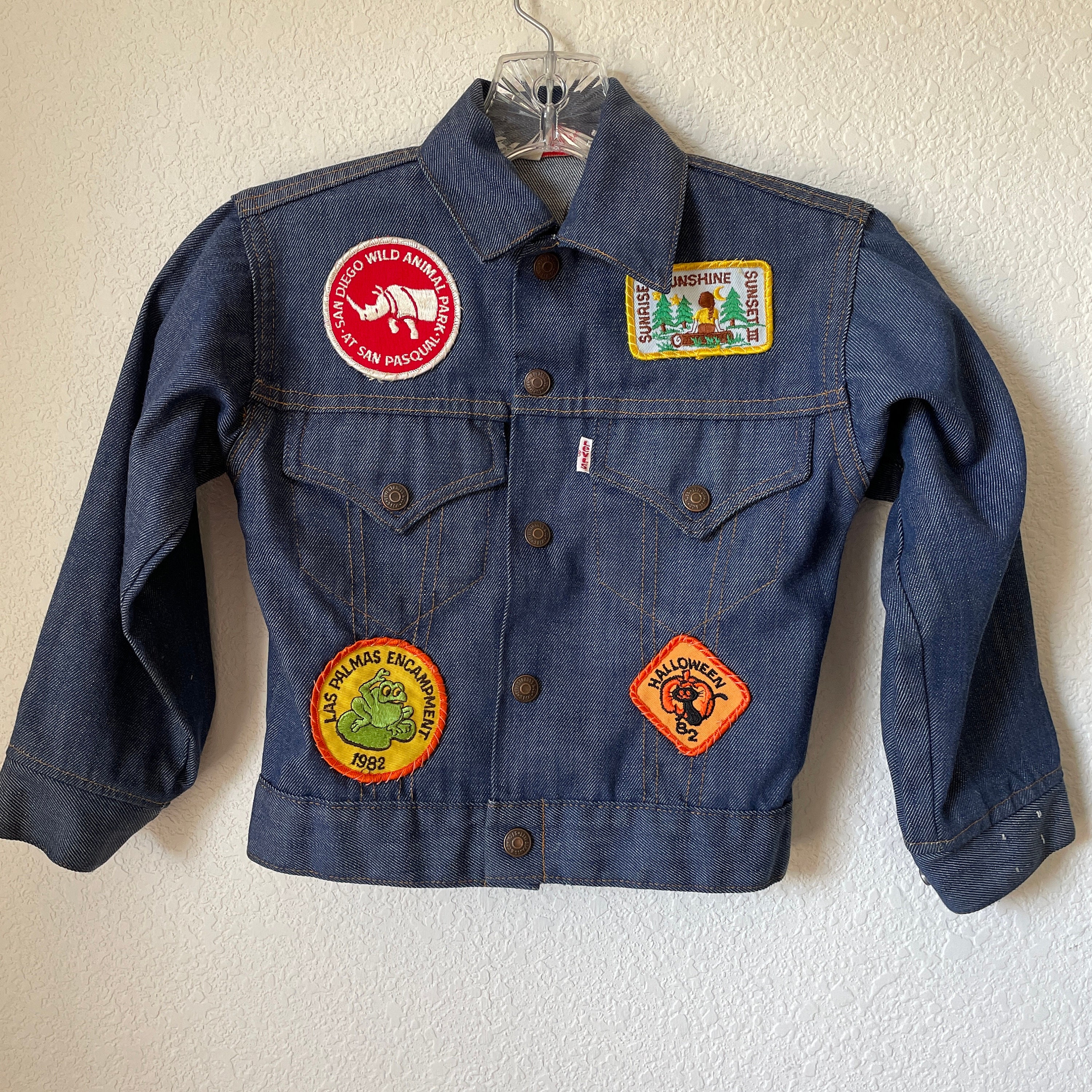 Levi's Girls Denim Jacket Size 8 Vintage 80s With Patches - Etsy