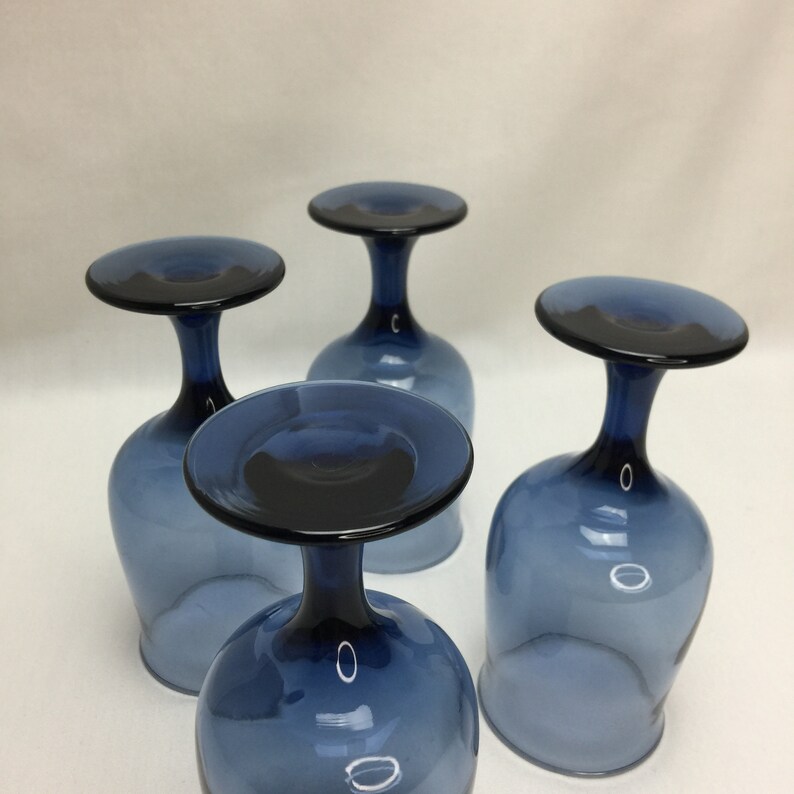 Libbey Dusky Blue Stemmed Water Glasses Set of 4 Tulip Shape Etsy