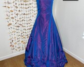 Jessica McClintock Gunne Sax Formal Dress Gown Size 11 Strapless Iridescent Blue
