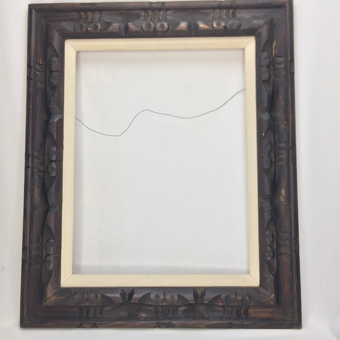 Mexican Carved Wood Picture Frame For 14x18.5 Wall Art Dark Etsy