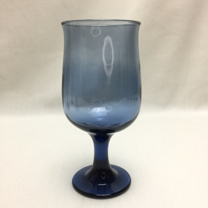 Libbey Dusky Blue Stemmed Water Glasses Set of 4 Tulip Shape Etsy