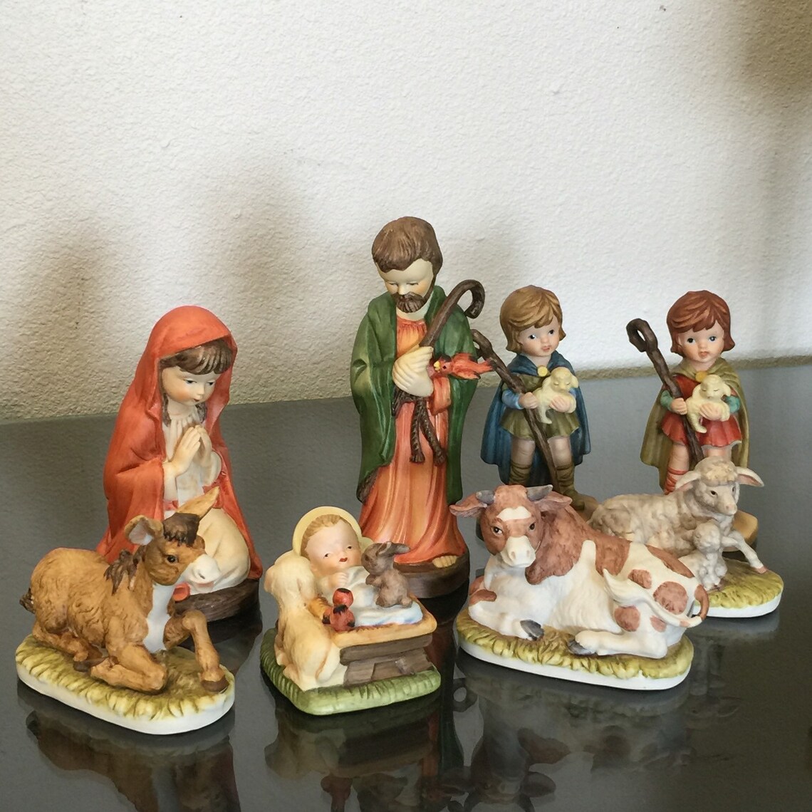 Vintage Nativity Figurines Creative Art Flowers 16 pc Set Etsy