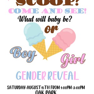 what&#39;s the scoop reveal invitation