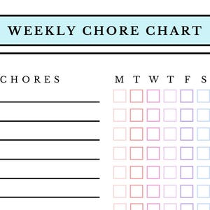Printable Chore Chart for Kids | Family Responsibility Tracker | Editable Weekly Chore Chart PDF | Instant Download