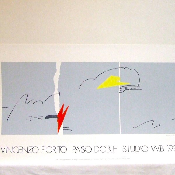 Vincenzo Fiorito Paso Doble Studio WB1986 large wall poster Italian post expressionism modern wall art decoration abstract art red yellow