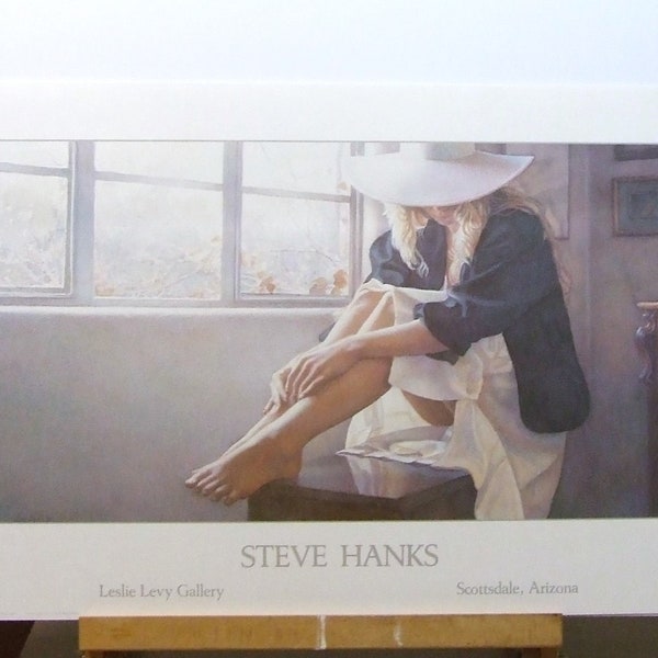 Steve Hanks lithographic print 1986 The Felt Hat Levy Gallery Scottsdale Arizona USA lady wall art sensual wall decor calming gift for him
