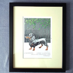 Simon Drew Dachshund gerahmtes kleines Bild Dackel Hundeliebhaber Geschenk Kleines Bild Dackel Hund Geschenk Einrahmung Geschenk zum Geburtstag