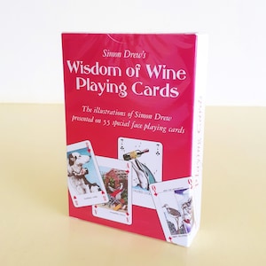 Simon a dessiné des cartes à jouer sagesse du vin illustrées jouant des visages art animalier jeux de mots cadeau d'art d'anniversaire images drôles art animalier chien canard