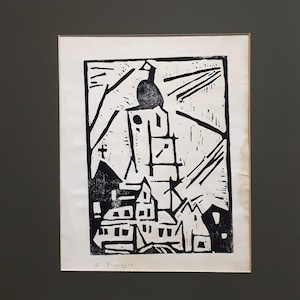 Lionel Feininger original woodcut trial proof print unique collectors gift Buttelstedt Weimar Germany wall art unusual retirement new home