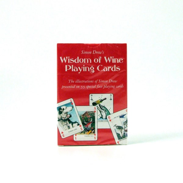Simon Drew Wisdom of Wine Playing Cards illustrated pictures funny playing faces animal art word puns