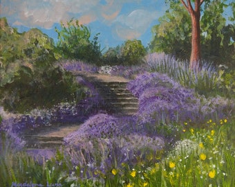 Frühlingsgarten / Frühlingsgarten ~ 100% handgemalt ~ 40 x 40 cm, botanische Malerei, 40 x 40 cm, Küche/Küche/Küche/ Impressionismus