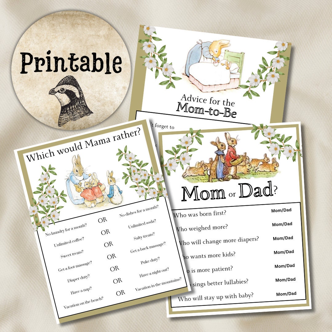 Printable Peter Rabbit Baby Shower Games - Etsy
