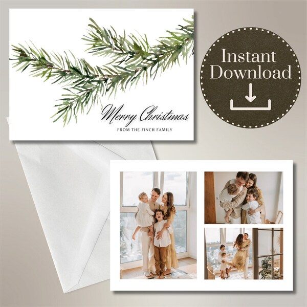 Personalized Pine Bough Christmas Card