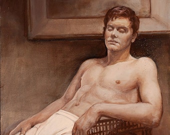 Young Man Resting Male Nude Fine Art  14" x 11"