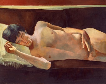 The Dreamer,  Oil Painting of a Young Man Sleeping Nude