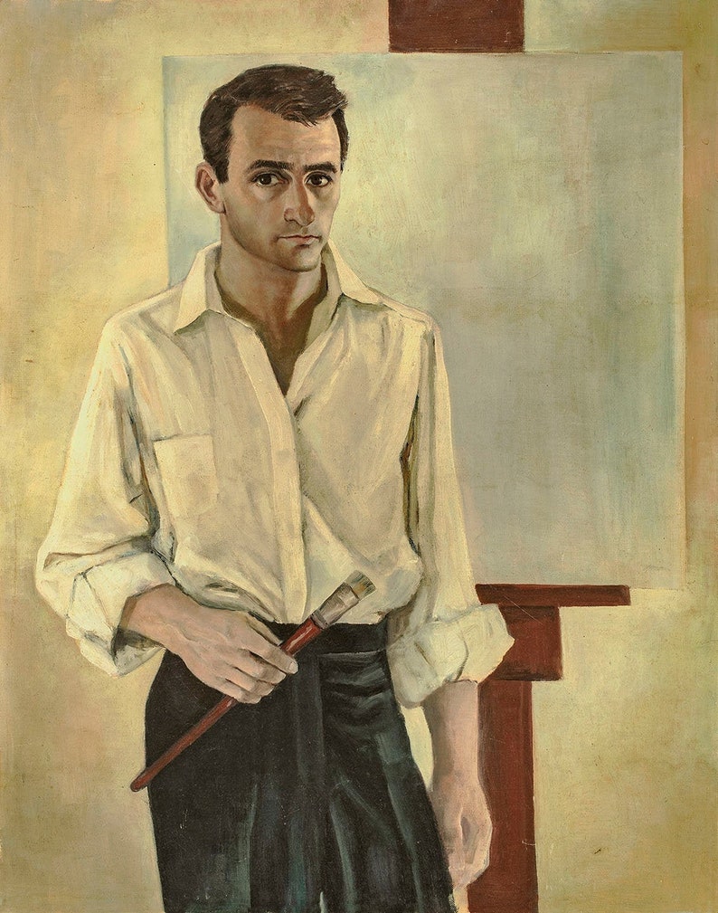 The Artist Vintage Self Portrait Etsy