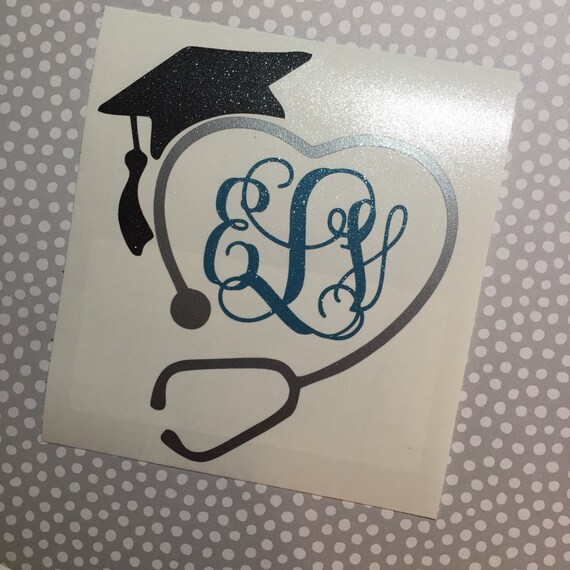 Items similar to Graduation Stethoscope Monogram Decal Vinyl Decal