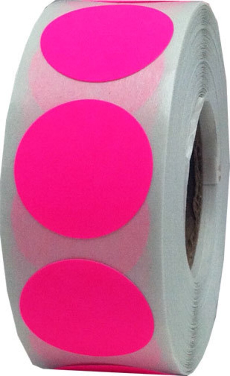 500 Neon Fluorescent Pink Dot Stickers 0.75 Inch Round Etsy