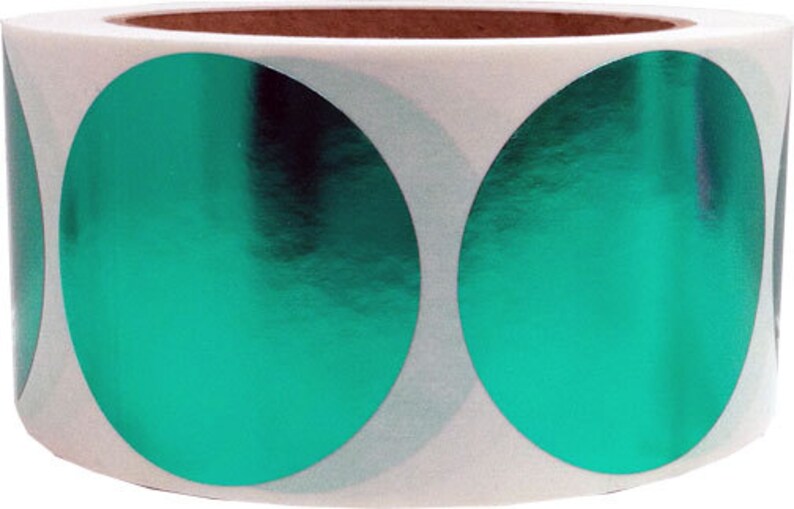 Large Metallic Green Stickers 2 Inch Round Adhesive Etsy