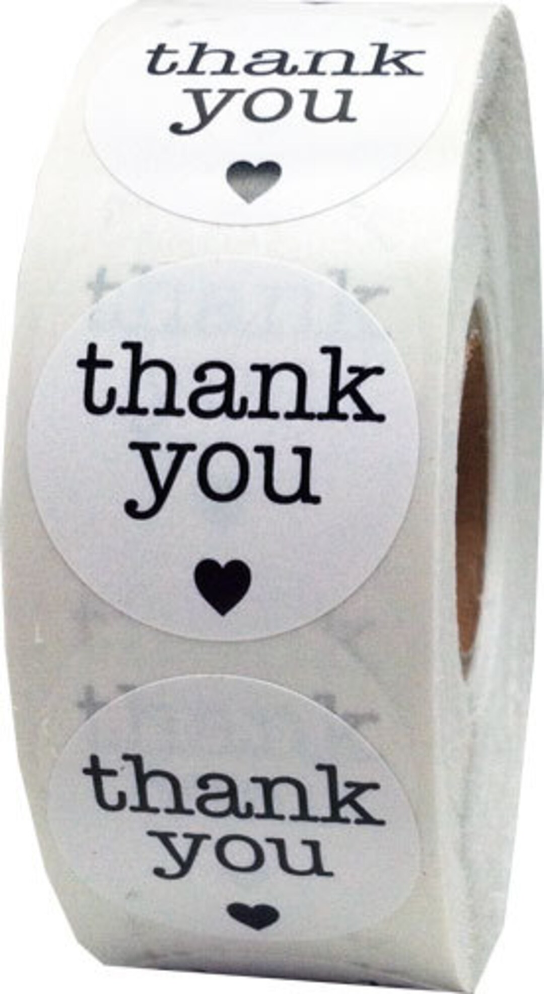 1 Inch White/black Round Thank You Stickers Adhesive - Etsy