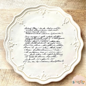 Personalized Recipe Decorative Tray | Handwritten Recipe Plate | Recipe Keepsake | Farmhouse Personalized Gift | Gift for Mom | Christmas