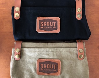 Personalized Full gray canvas apron with adjustable leather straps for restaurant,bakery,cafe, kitchen20