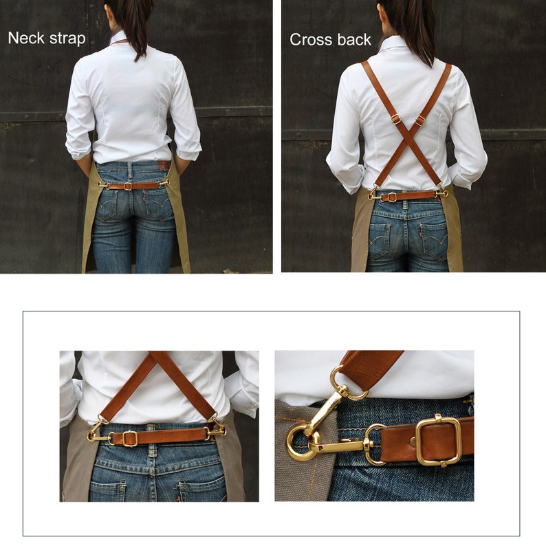 Personalized Adjustable Neck-strap Canvas Apron Supermarket cafe Kitchen,Chef,Gift Full Apron for Restaurant,Bakery Bookstore