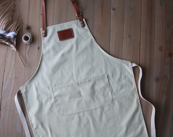 WQ-010 Personalized / Adjustable Neck-strap Canvas Apron ,Full  Apron for Restaurant,Bakery, cafe, Bookstore, Supermarket, Kitchen,Chef,Gift