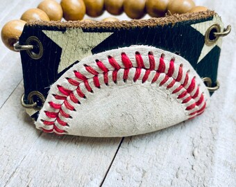The HomeRun Collection 2 "OH MY STARS" Leather Beaded Cuff