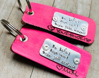 Custom order : It's your road  Handstamped leather keychains