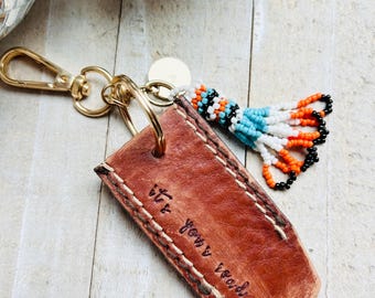 It's your road  Handstamped leather keychain