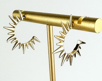 Fun Gold Starburst Stud Earring, Nickel-Free Gold Plated Brass | Lightweight Gold Sun Post Earring