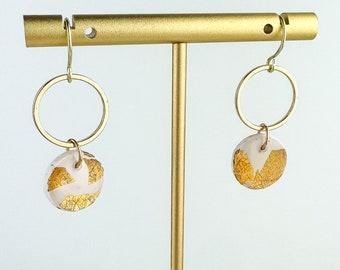 White and Gold Clay Earring, Cute Polymer Clay Earring, Lightweight, Nickel-Free Earring - Light Shine Jewelry, Matthew 5:16