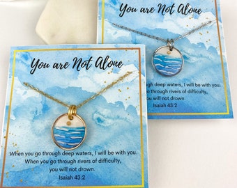 Faith Necklace | Mustard Seed Ocean Wave Necklace | Isaiah 43:2 | Christian Necklace | Uplifting gift | Scripture Jewelry | Light Shine Clay