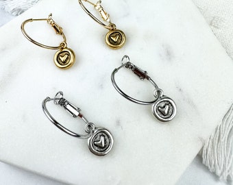 Small Heart Hoop Earring | Valentine Lightweight Earring | Galentines Heart | Nickel Free Polymer Clay | Light Shine Jewelry