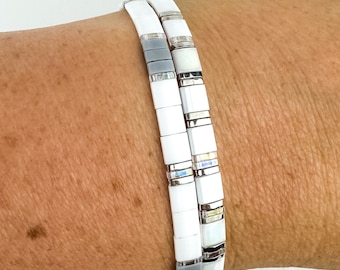 Miyuki Tila Bead Stretch Bracelet | Lightweight Layering Jewelry