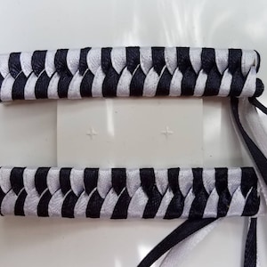 Set of Two 80&#39;s Retro Black and White Braided Barrettes
