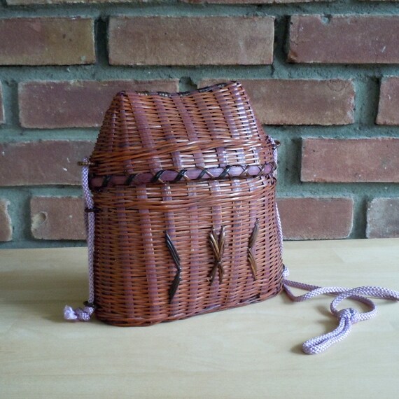 Vintage, Wicker Purse, Woven Wicker Shoulder Handb