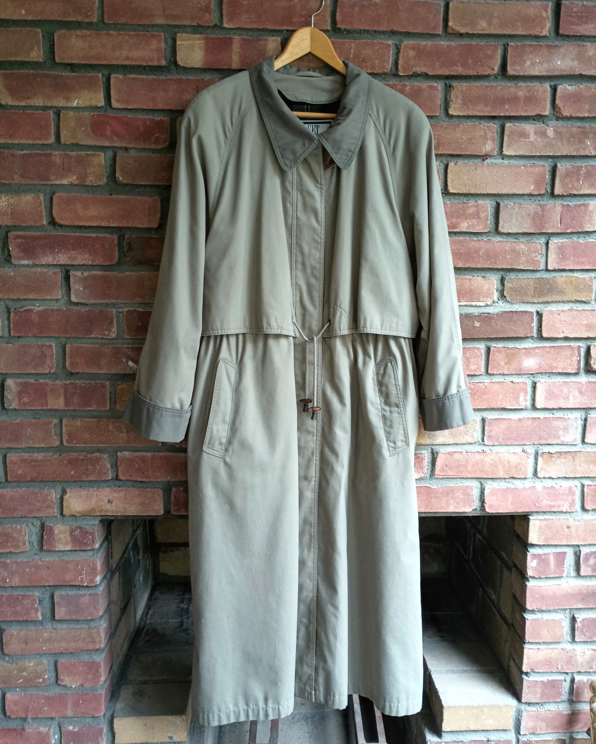 Raincoat Trench Coat Maxi/tall Taupe & Brown Suede Wool - Etsy