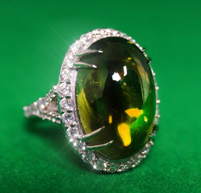 paraiba huge diamond ring in white gold