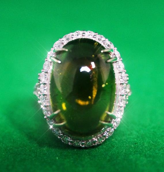 Natural PARAIBA Tourmaline & Diamond Ring GIA Certified 14K REAL gold 18.40CTW