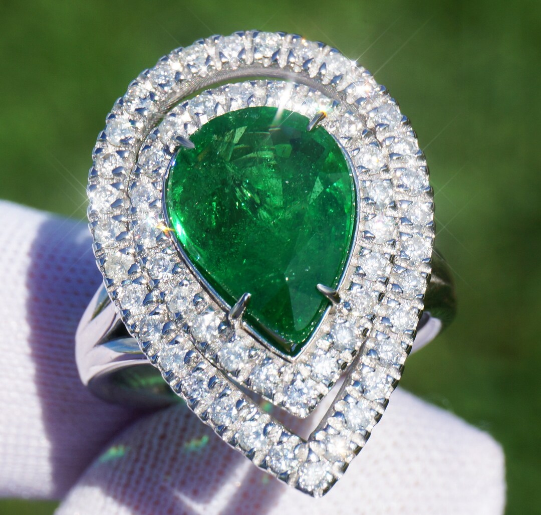 Natural Tsavorite Ring Gold 14k Diamond Real Garnet 6 08ctw Gia