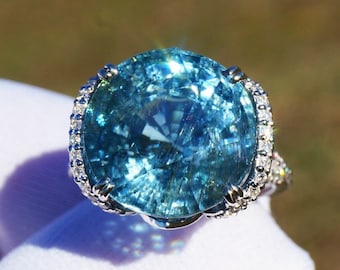 Paraiba Tourmaline Ring 18.15CTW Gold Diamond Blue Natural NO HEAT GIA Certified 18K Solid Real